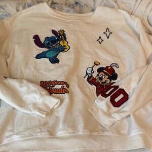 Disney White Sweatshirt with Stitch and Mickey Mouse